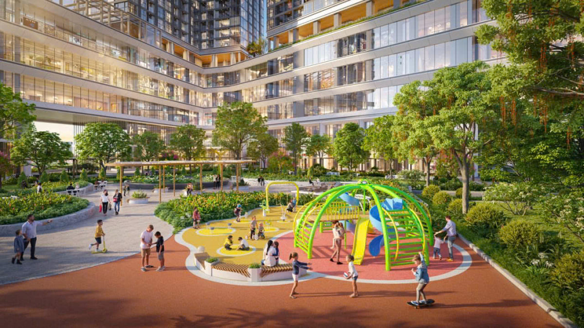 Không gian xanh và cảnh quan nội khu đẳng cấp của dự án Sun Grand City Cầu Giấy.