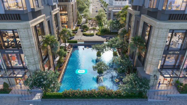 Phối cảnh bể bơi bốn mùa ngoài trời tại khu đô thị Jade Square 1